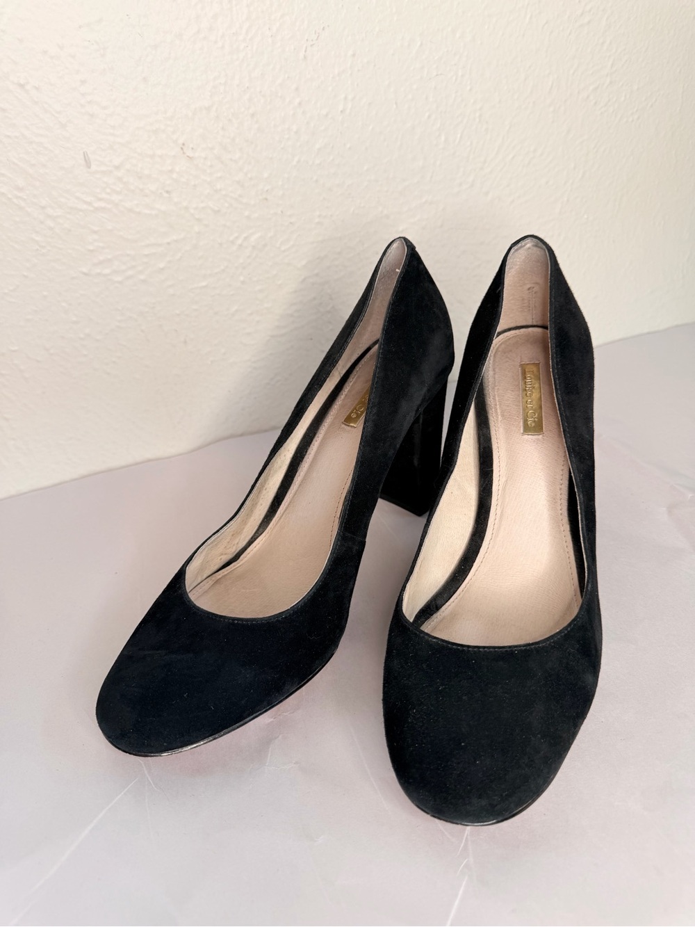 Louise et Cie Black Suede Block Heel Pumps